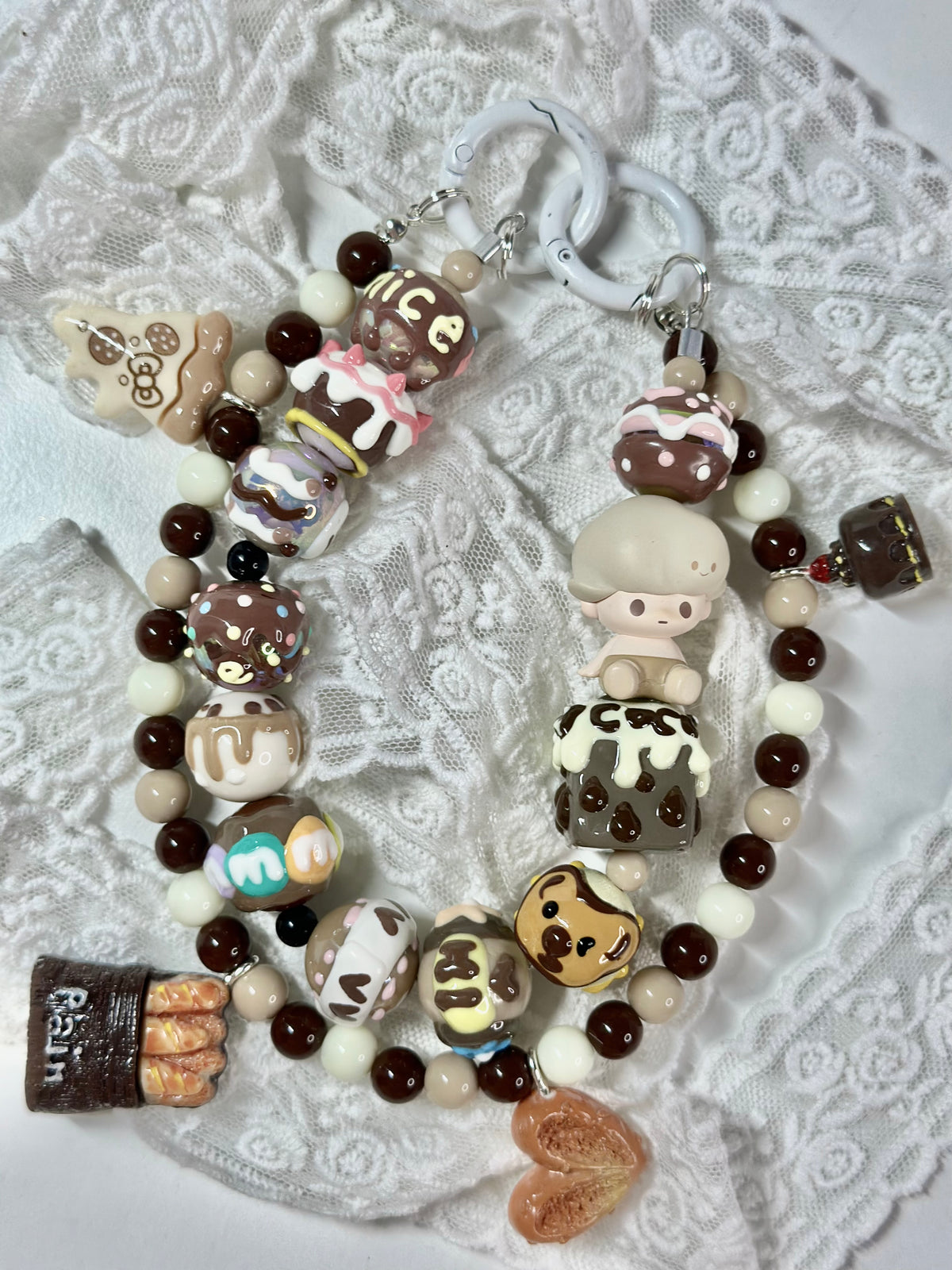 Unique Artistic Creation! Hand-Painted Beads Cute Phone Charm/Key Charm P1