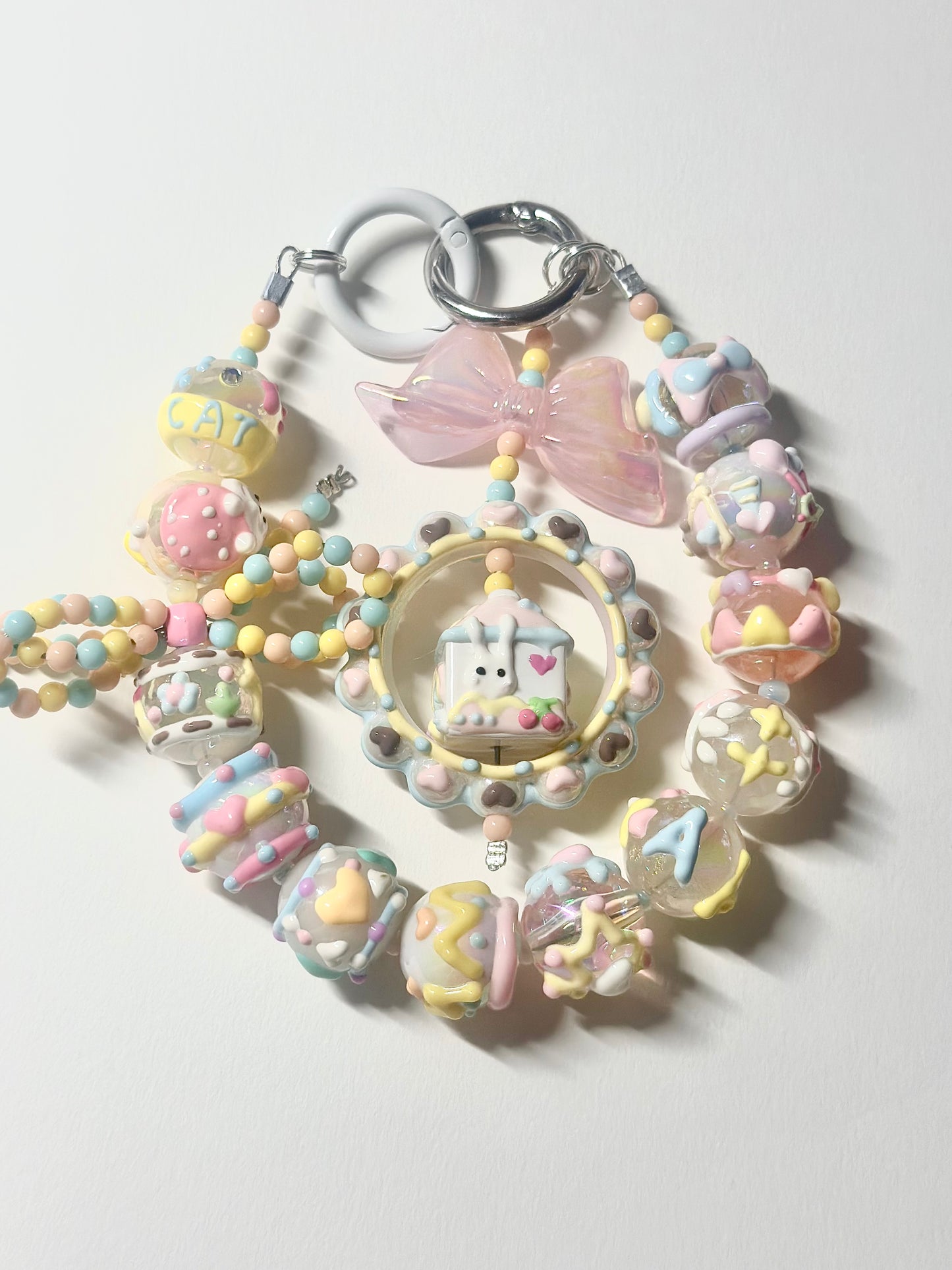 Unique Artistic Creation! Hand-Painted Beads Cute Phone Charm/Key Charm P37