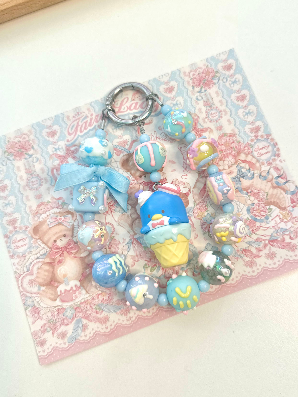 Unique Artistic Creation! Hand-Painted Beads Cute Phone Charm/Key Charm P39