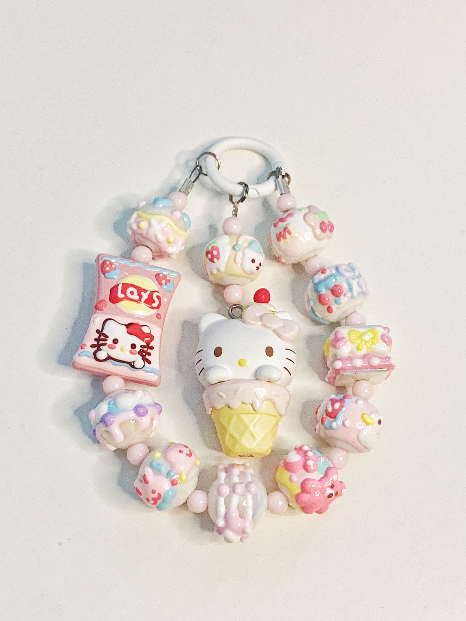 Unique Artistic Creation! Hand-Painted Beads Cute Phone Charm/Key Charm P38