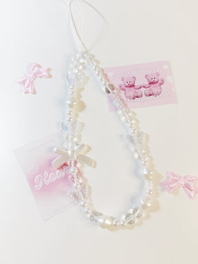 White Pearl Bow/Butterfly Phone Charm