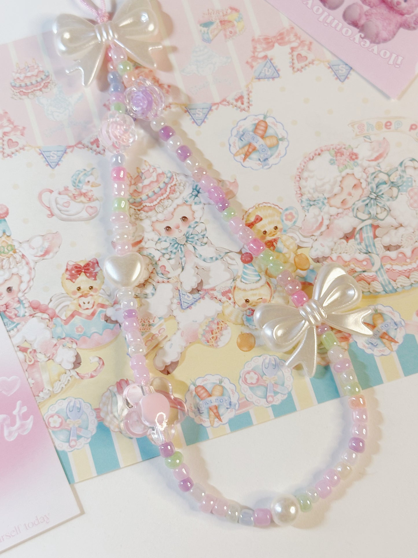 Pearl Bow Colorful Phone Charm