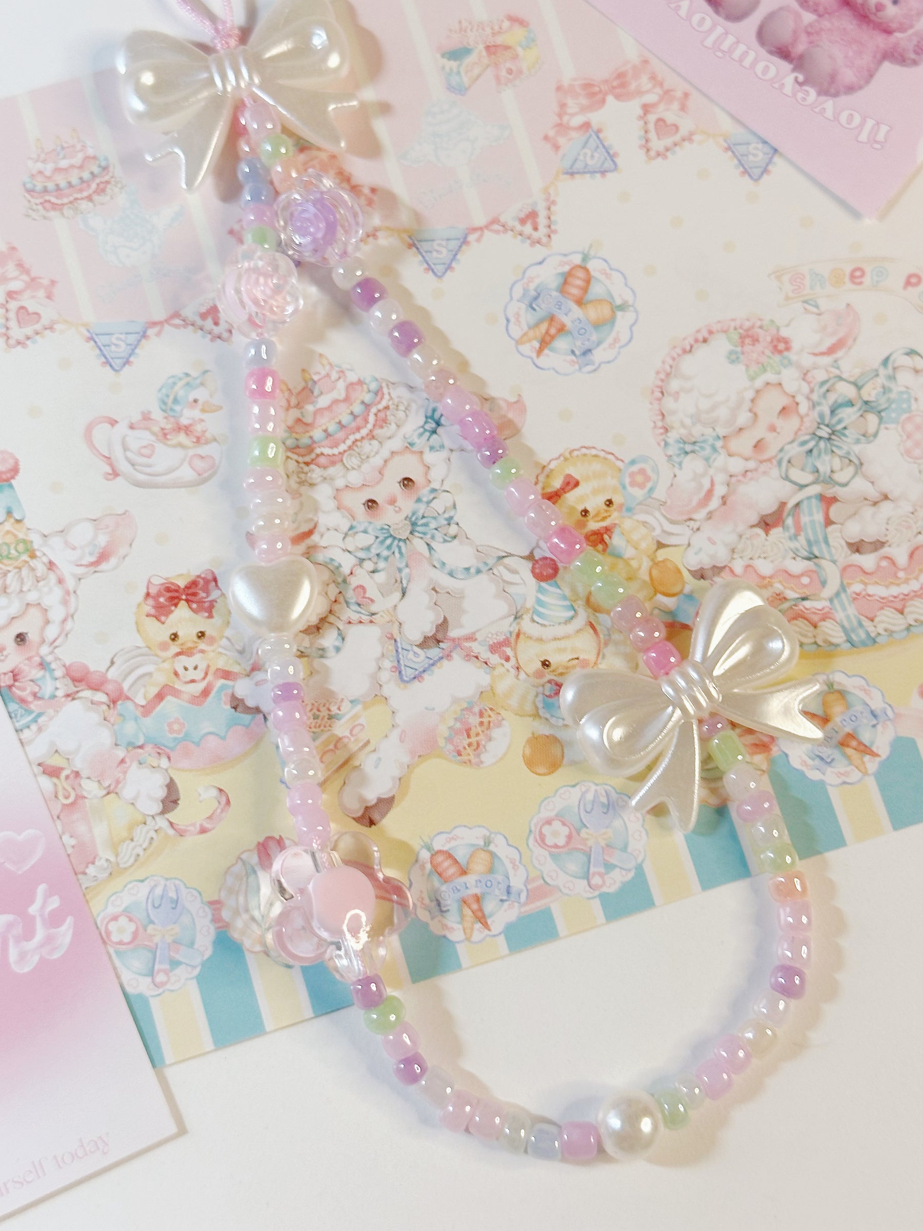 Pearl Bow Colorful Phone Charm