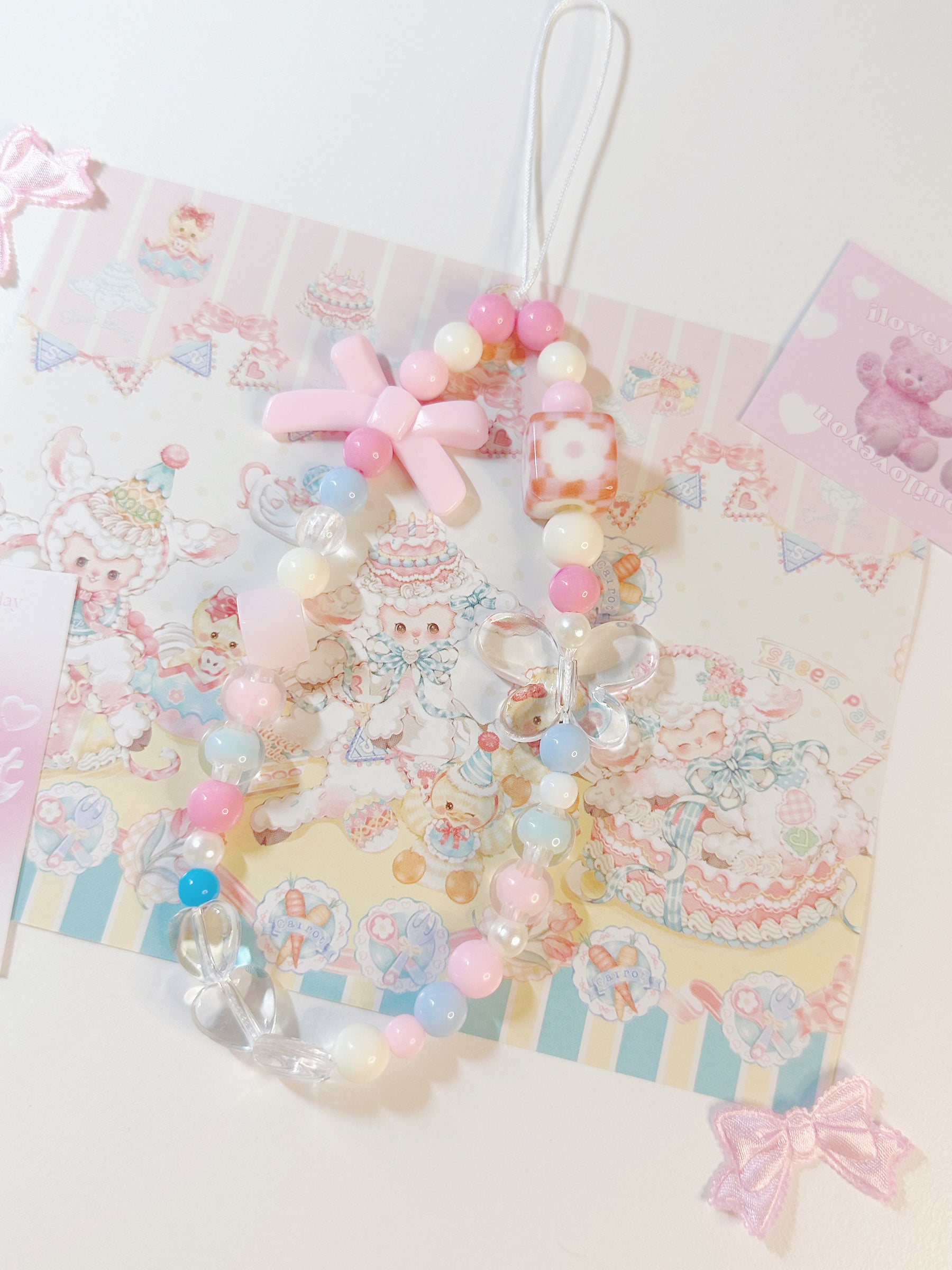 Cute Pink Bow Phone Charm