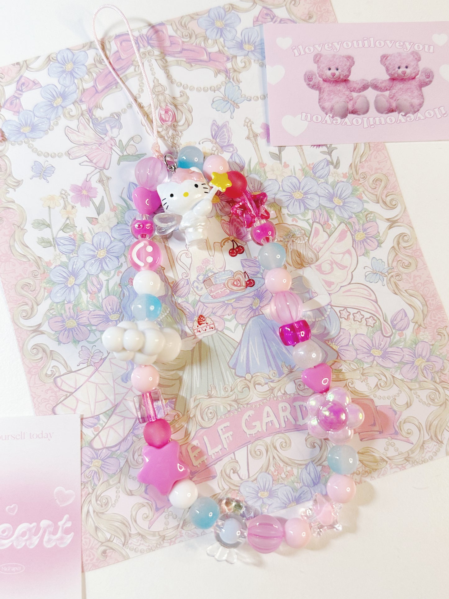 Angel Kitty Pink Phone Charm