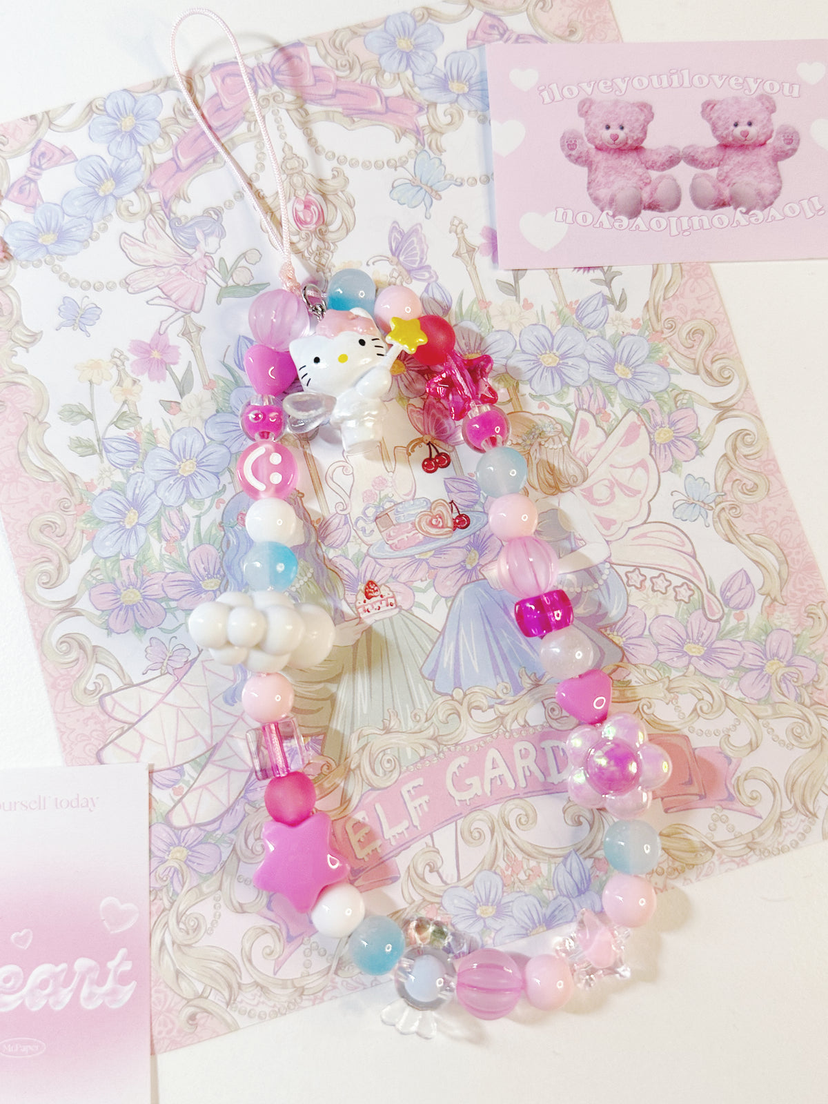 Angel Kitty Pink Phone Charm