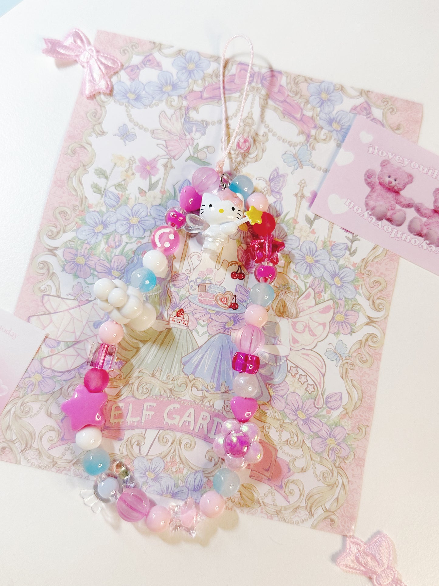 Angel Kitty Pink Phone Charm