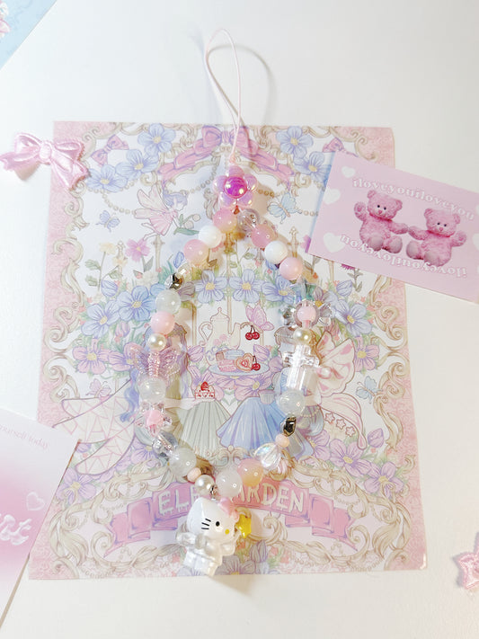 Angel Kitty Pink Phone Charm