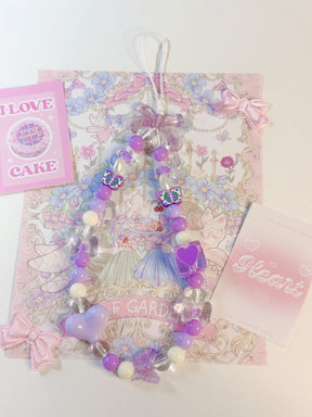 Purple Bow Love Heart Phone Charm