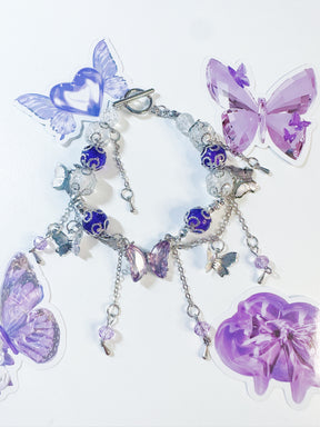 Purple Butterfly Pendant Tassel Bracelet