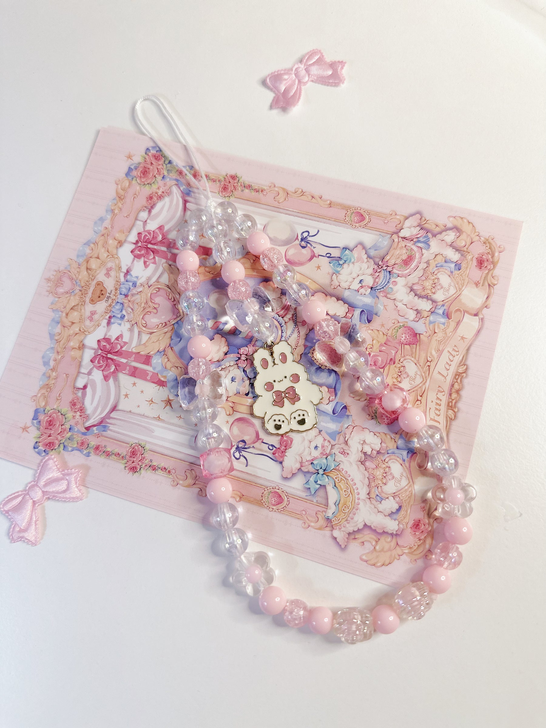 Pink Rabbit Phone Charm