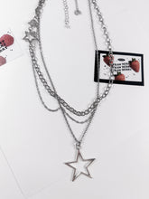 Y2K Stainless Steel Metal Double Star Necklace