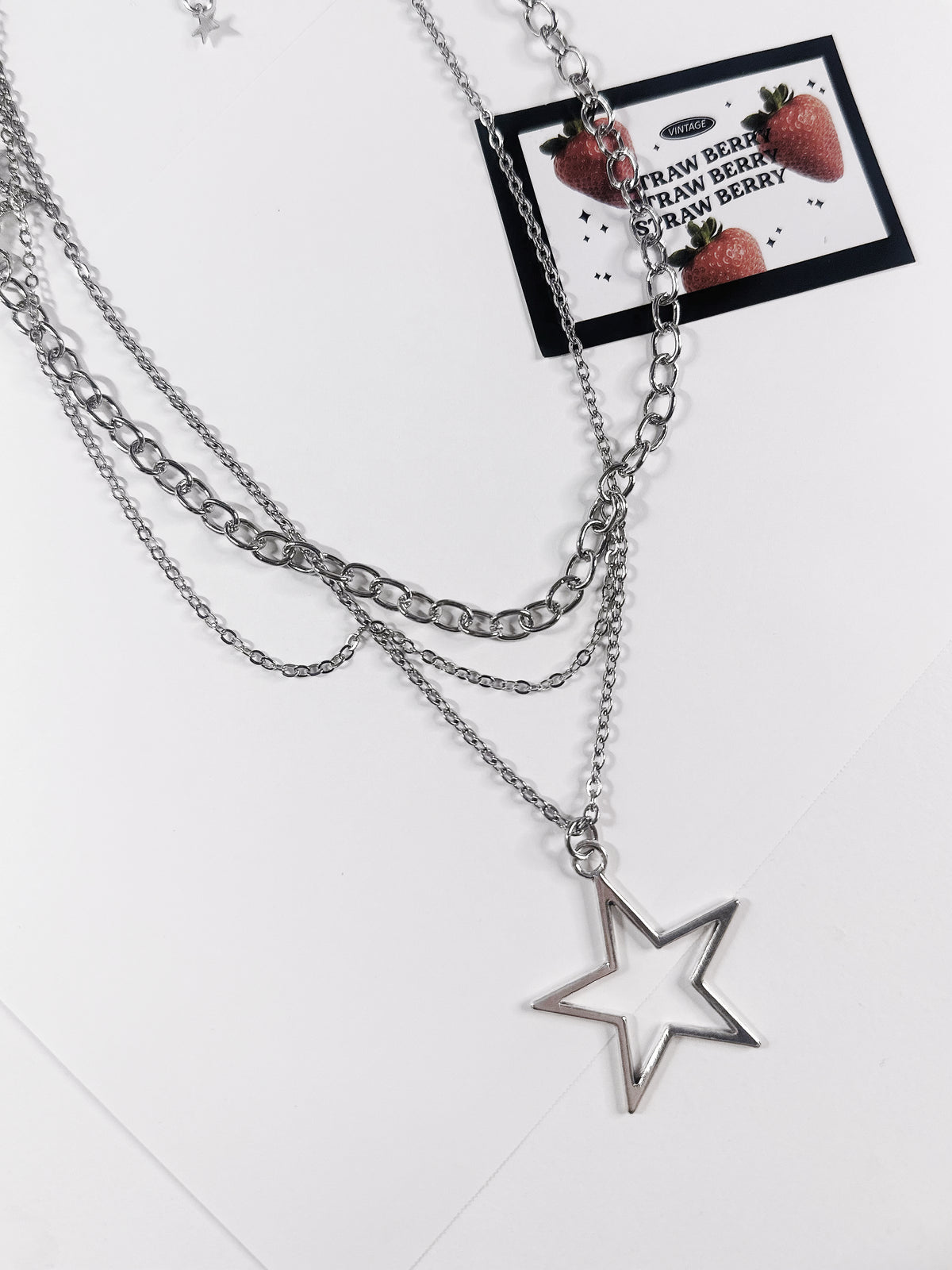 Y2K Stainless Steel Metal Double Star Necklace