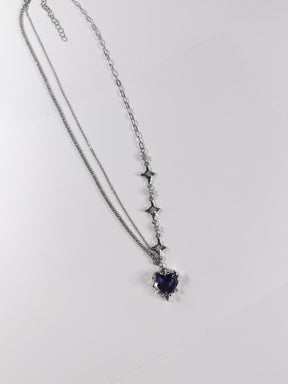 Y2K Stainless Steel Metal Purple Heart Necklace