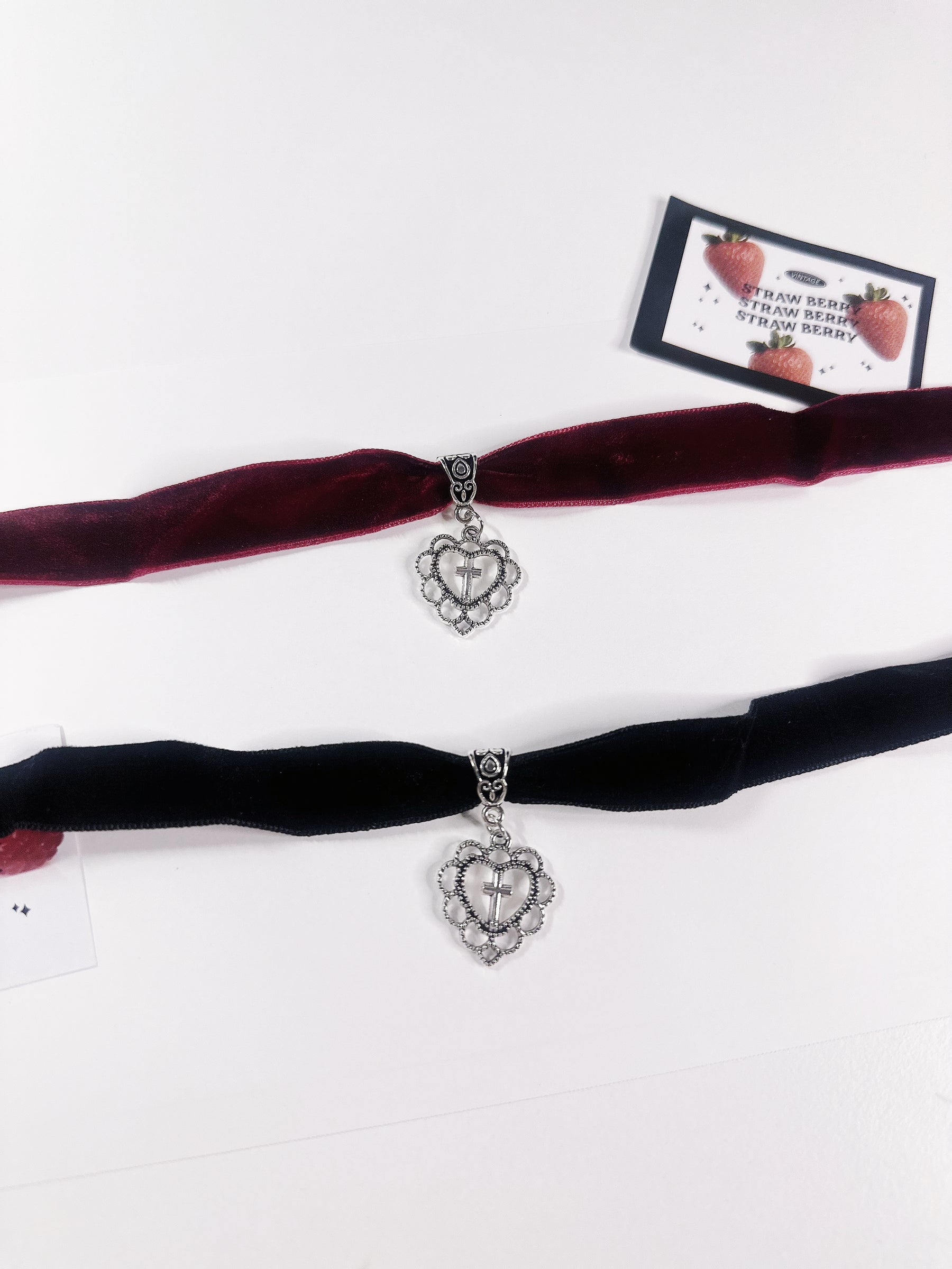 Black/Red Heart Velvet Gothic Choker/Necklace