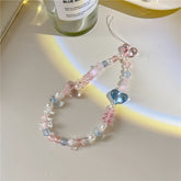 Blue Pink Double Heart Phone Charm